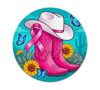 Peach Western Cowgirls Boots Cowboy Small Mouse Pad | Western Theme, Peach Awareness Ribbon, Sunflowers, Blue Butterflies, Desert Landscape, Country Style