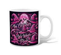 Peach Witch Hat Breast Cancer Awareness Quote Hats Ceramic Coffee Mug 11oz | Breast Cancer Awareness, Tea Cup, Witch Hat Illustration, Motivational Quote, Autumn Seasonal Aesthetic