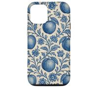 Peach with Floral Elements Blue & Beige Boho Feminine Case for iPhone 12/12 Pro