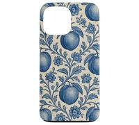 Peach with Floral Elements Blue & Beige Boho Feminine Case for iPhone 13 Pro Max