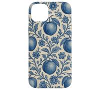Peach with Floral Elements Blue & Beige Boho Feminine Case for iPhone 14 Plus