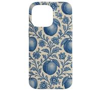 Peach with Floral Elements Blue & Beige Boho Feminine Case for iPhone 14 Pro Max