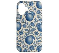 Peach with Floral Elements Blue & Beige Boho Feminine Case for iPhone 16