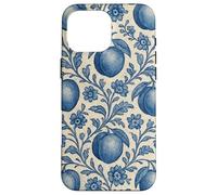 Peach with Floral Elements Blue & Beige Boho Feminine Case for iPhone 16 Pro Max