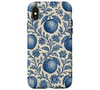 Peach with Floral Elements Blue & Beige Boho Feminine Case for iPhone X/XS