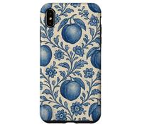 Peach with Floral Elements Blue & Beige Boho Feminine Case for iPhone XS Max