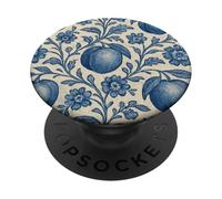 Peach with Floral Elements Blue & Beige Boho Feminine PopSockets Adhesive PopGrip