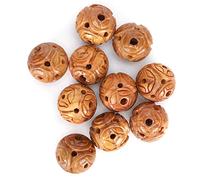 Peach Wood Beads for DIY Bracelet Necklace, 10 Pieces, 1.5cm Diameter - Exquisite Carving, Material, Ideal for Handicraft Lovers (Z52 1.8cm)