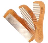 Peach Wood Comb Set 3 Pack Natural Anti-static Wooden Hair Combs for Gentle Scalp Care Random Style