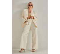 Peached Cotton Twill Buckle Tailored Pants NastyGal Cream 12