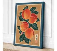 Peaches and Foliage Japandi Canvas Wall Art Print 36x24 Inch (91 x 61 cm)