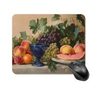 Peaches Grapes Vintage Painting Cute Mouse Pad with Non-Slip Rubber Base Square Mouse Mat Office Supplies