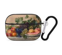 Peaches Grapes Vintage Painting Headphone & Earphone Cases Compatible with Airpod Pro Scratch-Resistant PC Protective Cover with Keychain Black-style-4