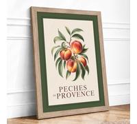 Peaches of Provence Botanical Framed Wall Art Print A3 (42×29.7cm) Oak, Wall Decor for Living Room, Bedroom, Office & Home, Ready to Hang, Art Gift