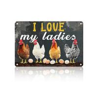 PEACHGARDEN Chicken Sign Coop Funny Outdoor Decor Chicken Coop Sign Chicken Accessories I Love My Ladies Indoor Outdoor Chicken Decor on Coop Vintage Kitchen Decor for Chicken Owners 8X12inch