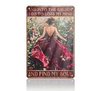 PEACHGARDEN Garden Signs for Outside Vintage Metal Tin Sign Into The Garden I Go To Lose My Mind Find My Soul Outdoor Durable Wall Decor Rustic Farmhouse Yard Art 8x12inch