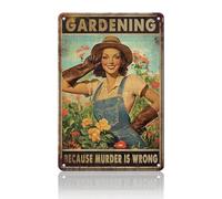 PEACHGARDEN Garden Vintage Sign Gardening Because Murder Is Wrong Retro Metal Tin Sign for Backyard Oasis Bar Outdoor Patio 8x12inch