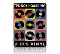 PEACHGARDEN It's Not Hoarding If It's Vinyl Music Poster Retro Metal Tin Sign for Funny Man Cave Home Office Bar Decor 12x16inch