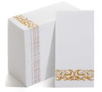 PEACHICHA Disposable Guest Towels, Linen Feel Hand Towels, Cloth-Like Paper Napkins,White Napkins,Soft, Durable, Absorbent Paper Hand Towel for Kitchen, Parties, Bathroom, Restaurant，30*40cm (Gold,50)