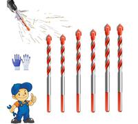 Peachloft/Kotkka Drill Bits, 6-12MM Multifunctional Four Blade Serrated Eccentric Drill Bits, High-Strength Carbide Drillbits for Metal Stone Glass Concrete(6+6+8+8+10+10)