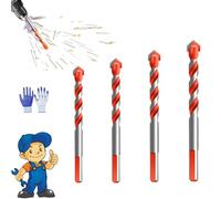 Peachloft/Kotkka Drill Bits, 6-12MM Multifunctional Four Blade Serrated Eccentric Drill Bits, High-Strength Carbide Drillbits for Metal Stone Glass Concrete(6+8+10+12)