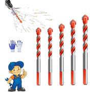 Peachloft/Kotkka Drill Bits, 6-12MM Multifunctional Four Blade Serrated Eccentric Drill Bits, High-Strength Carbide Drillbits for Metal Stone Glass Concrete(6+6+8+10+12)