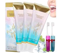 Peachloft Toothpaste,Peachloft Teeth Whitening Toothpaste,Peach Mint Toothpastes,Natural Gentle Care,Repair and Protect Teeth,Fresh Breath, Remove Stain (3pcs, Peach-b)
