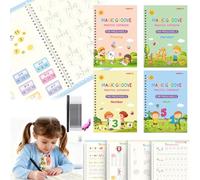 Peachloft Writing Books, Reusable Magic Books for Children Set, Portable Fun Handwriting Workbooks Number Letter Tracing (1Set)
