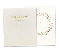 Peachly Baby Memory Book | Baby Book First Year Book Keepsake for Milestones | Simple Cute Scrapbook | Books for Girl | Natural Linen - Clementine