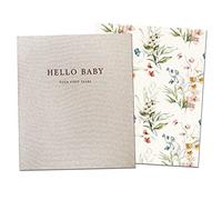 Peachly Book for Girl | Minimalist Memory Book | First Year Book Keepsake for Milestones and Memories | Simple Scrapbook Linen Cover - Fleur