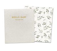 Peachly Unisex Memory Book | Minimalist First Year Keepsake for Milestones | Books First Year Memory Book | Simple Scrapbook for Boy Girl Milestones | Natural Linen - Olive