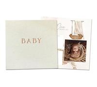 Peachly Unisex Memory Book, Minimalist First Year Keepsake for Milestones, Simple Scrapbook for Boy Girl Milestones, Natural Linen (Haven)