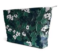 Peachome Floral Makeup Bag, Vintage Jacquard Make Up Bag, Flower Pattern Cosmetic Bag with Zipper, Cute Travel Toiletry Bag, Makeup Pouch Bag for Women, Green, Large