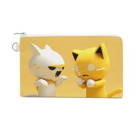 PeachPiggy Coin Purse Canvas Wallet Cute Change Purse Small Storage Bag with Zipper, The Fight Between Two Cats, One Size, Flowers and Animals