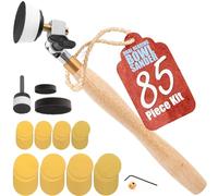 Peachtree Woodworking Supply Bowl Sander Tool Kit - Dual Bearing Head & Hardwood Handle, 85 Piece Wood Sander Kit, 1" & 2" Hook & Loop Sanding Disc Sandpaper, 1/4 Mandrel