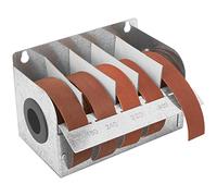 Peachtree Woodworking Supply Steel Sandpaper Dispenser with 5 Cloth Abrasive 1" x 20' Rolls Ideal for Wood Turners, Furniture Restoration, Automotive, Home, Workshop and General Use
