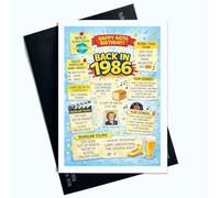 Peachy Antics 40th Birthday Card A5 Back in 1986 Funny Retro Birthday Card for Him Her Friends Family Novelty 1986 Facts Humour Greeting Card Gift Idea Milestone Birthday SP470