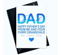 Peachy Antics Father's Day Card Happy Father's Day From Me And Your Furry Grandchild WE Love You Cute Card From Child And The Dog Dog Dad AP168