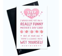 Peachy Antics Funny Mother’s Day Card Step Mum - Funny Joke Mothers Day Card for StepMum, A5 Greeting Card, Blank Inside, Envelope Included, Mothers Day Gift for Step Mum SP438