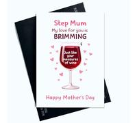 Peachy Antics Funny Mother's Day Card Step Mum My Love for You Is Brimming Funny Joke Mother's Day Card for Step Mum A5 Size Card For StepMum Gift For Her Gift For StepMum Mother's Day Gift SP445