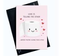 Peachy Antics Funny Valentine's Day Card Love Is Going For a Poo Joke Funny Card For Him for Her A5 Size gift for Him gift For Her Valentine's Day gift Birthday Card SP418