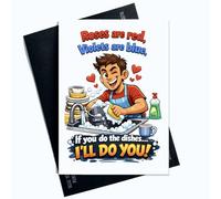 Peachy Antics Funny Valentine's Day Greeting Card Roses Are Red Violets Are Blue Funny Joke Washing The Pots Joke Card For Her For Wife For Girlfriend A5 Size Joke Card SP428