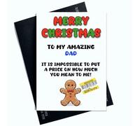 Peachy Antics Merry Christmas Card for Dad - Funny Reduced Sign Joke Holiday Greeting - Humorous Xmas Card for Him - Dad Christmas Gifts - Family Present - SP323