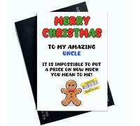 Peachy Antics Merry Christmas Card for Uncle - Funny Reduced Sign Joke Holiday Greeting - Humorous Xmas Card for Him - Uncle Christmas Gifts - Family Present - SP321