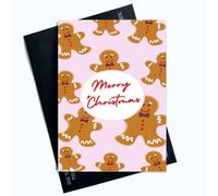 Peachy Antics Merry Christmas Card Gingerbread Men Ideal for Friends and Family Christmas Greeting Card Heartwarming Festive Greeting SP132