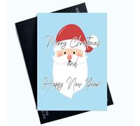 Peachy Antics Merry Christmas Card Santa Blue Background Ideal for Friends, Family Christmas Greeting Card Festive Greeting SP133