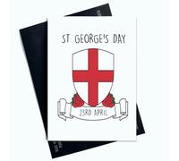 Peachy Antics St George's Day 23rd April St George's Day Card For Him For Her England Flag Celebration Card For Anyone Shield England AP115