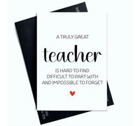 Peachy Antics Teacher Appreciation Greeting Card, Black and White Design with Red Heart, Inspirational Message, Cute Appreciation Gift from Child For Him For Her AP285