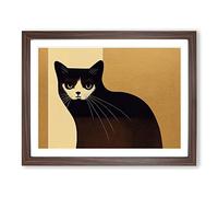 Peachy Cat Abstract H1022 Framed Print for Living Room Bedroom Home Office Décor, Wall Art Picture Ready to Hang, Walnut A2 Frame (64 x 46 cm)