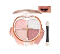 Peachy Glow 4-in-1 Eyeshadow Palette - Matte & Shimmer Multi-Color Eye Shadow Compact for Women, Highly Pigmented Long-Lasting Natural Makeup Set with Champagne and Rose Shades (Blush Dream)